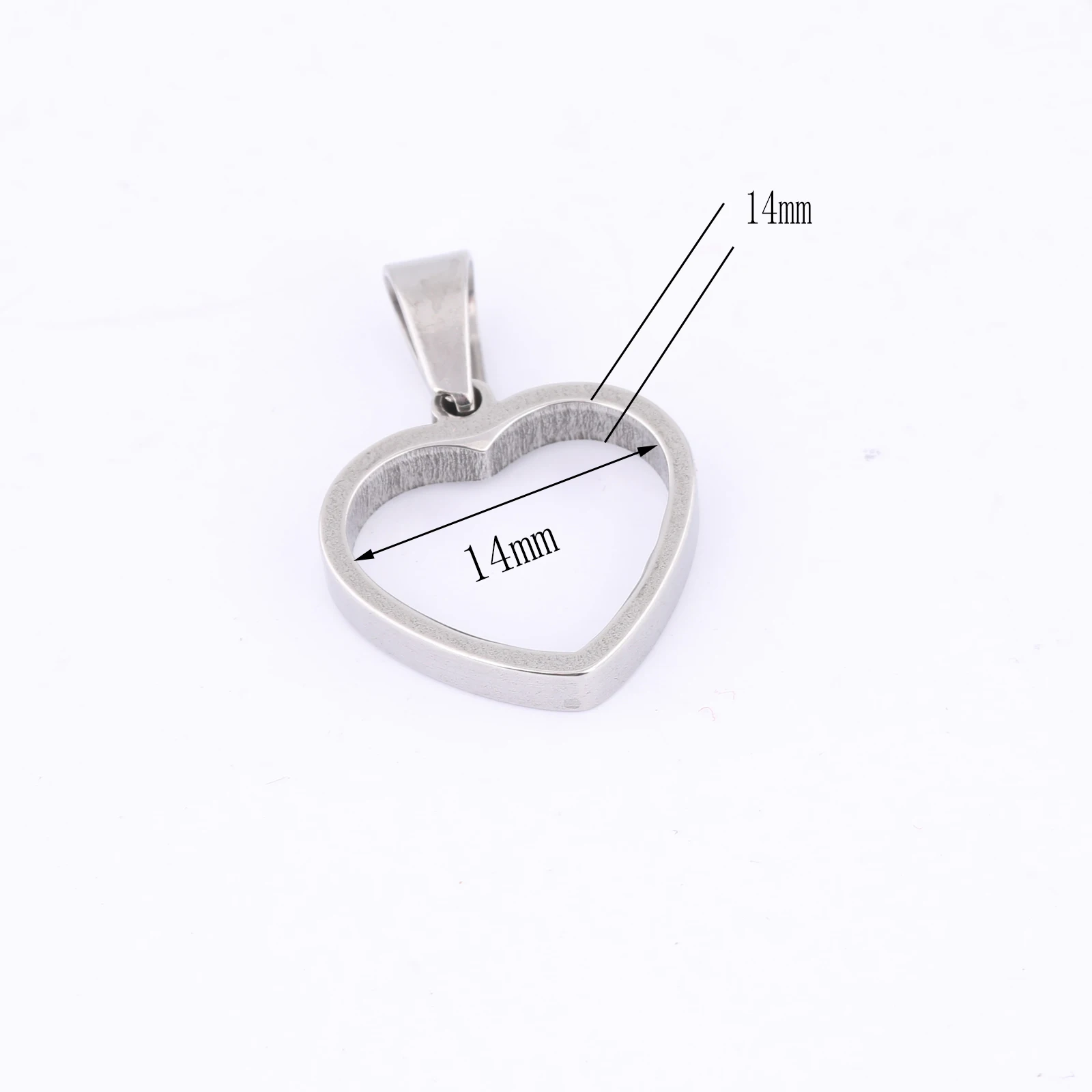 10pcs Stainless Steel 14mm Heart Open Bezel Charms Diy Hollow Pendant Frame Blanks For Resin Jewelry Making Supplies