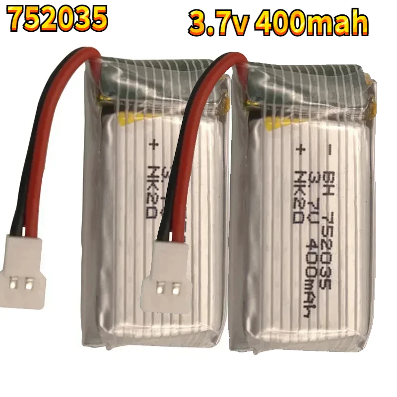 3.7V 400mAh Lipo Battery 752035 Battery for  Remote Control FX620 FX820 F22 SU57 Mige530 RC Drone Rechargeable Polymer Batteries