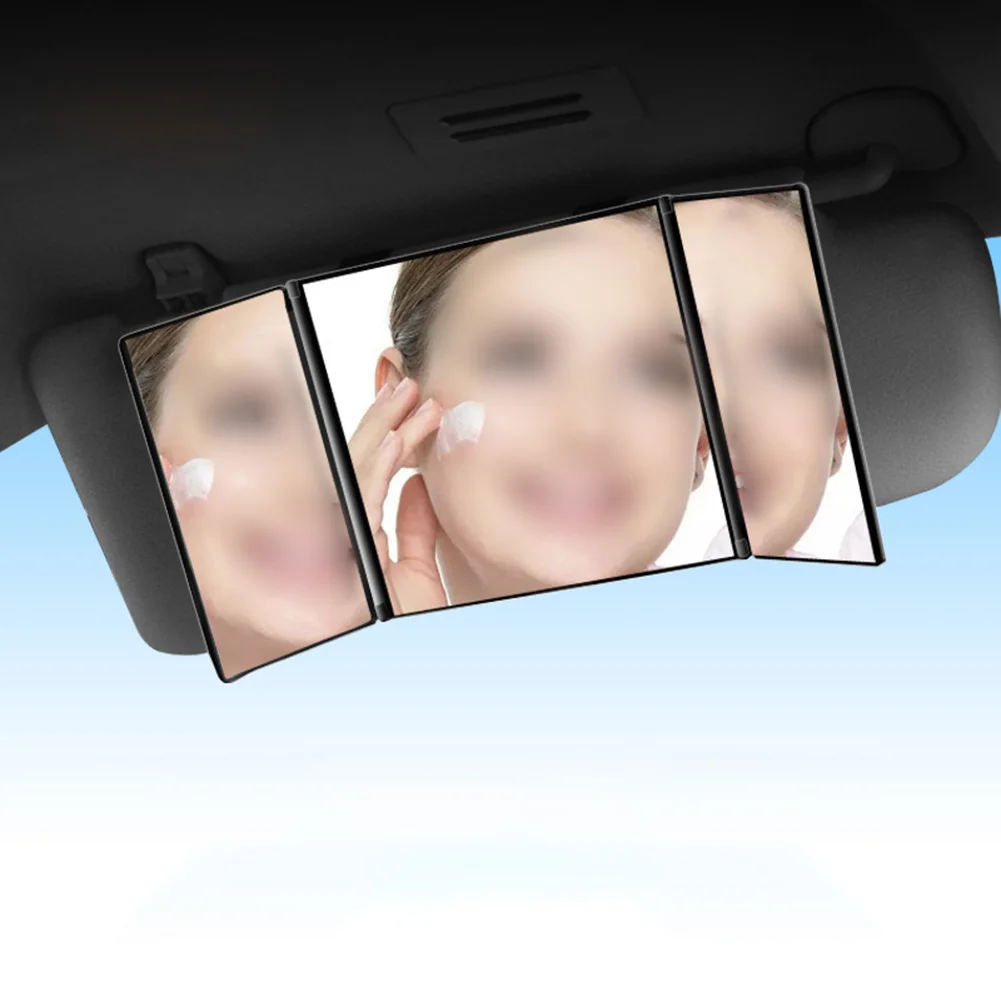 1pc 3-Way 360-Degree Folding Mirror For Haircuts Shaving Car Makeup Mirror Replacement For-Universal Sunshade Mirror Parts