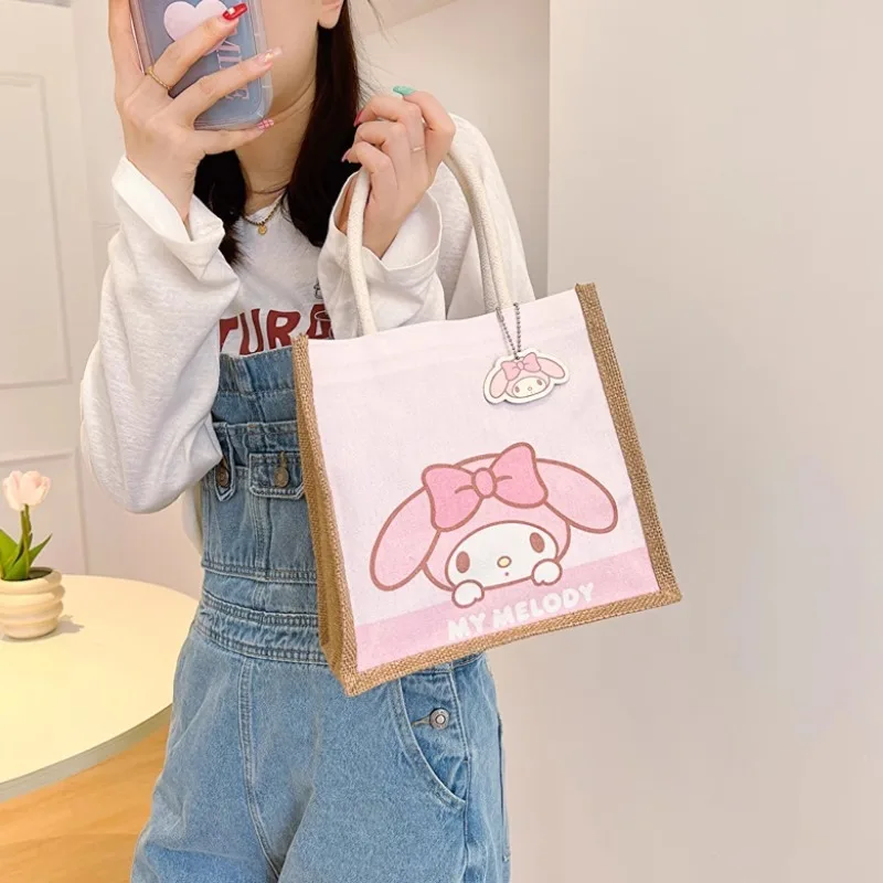 Sanrio Cute Cartoon Kuromi Handbag Large Capacity My Melody Girls Handbag Women Portable Joker Lightweight Fashion Storage Bag