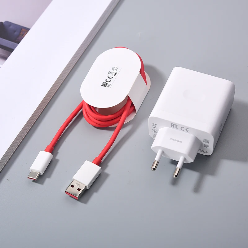 Oneplus 80W Supervooc Charger EU/US Fast Charge Adapter Usb Type C Cable for One Plus 1+ 12R 10 9 8 7 7T Pro Ace 2 Nord 2T Ace 3