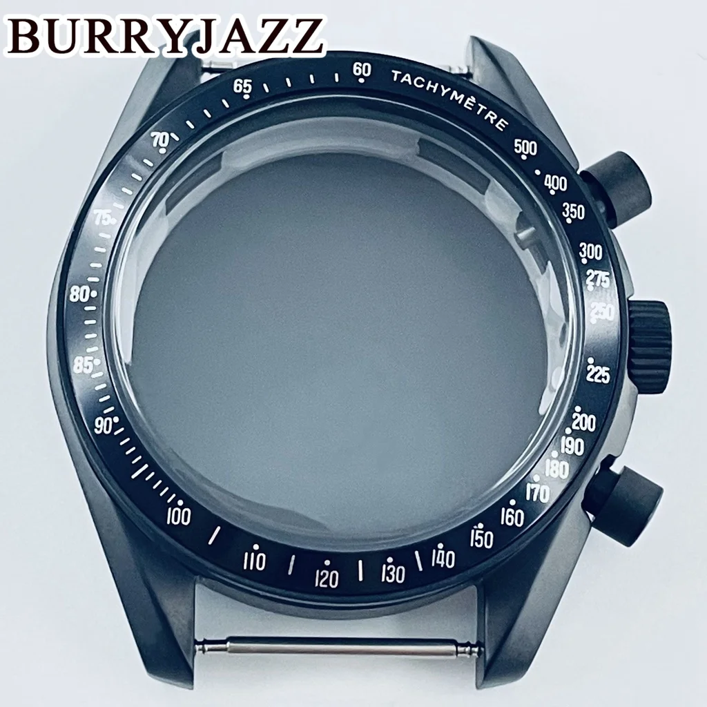 BURRYJAZZ 40mm VK63 VK63A Quartz Movement Watch Case Black Sterile Case Acrylic Bubble Mirror