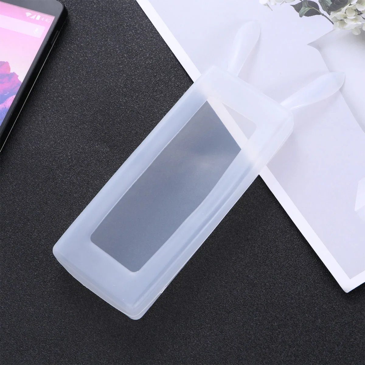 

1 Piece Soft Silicone Remote Cover for Air Condition Control with Transparent Film Bunny Ear Style Protective Case Size 2