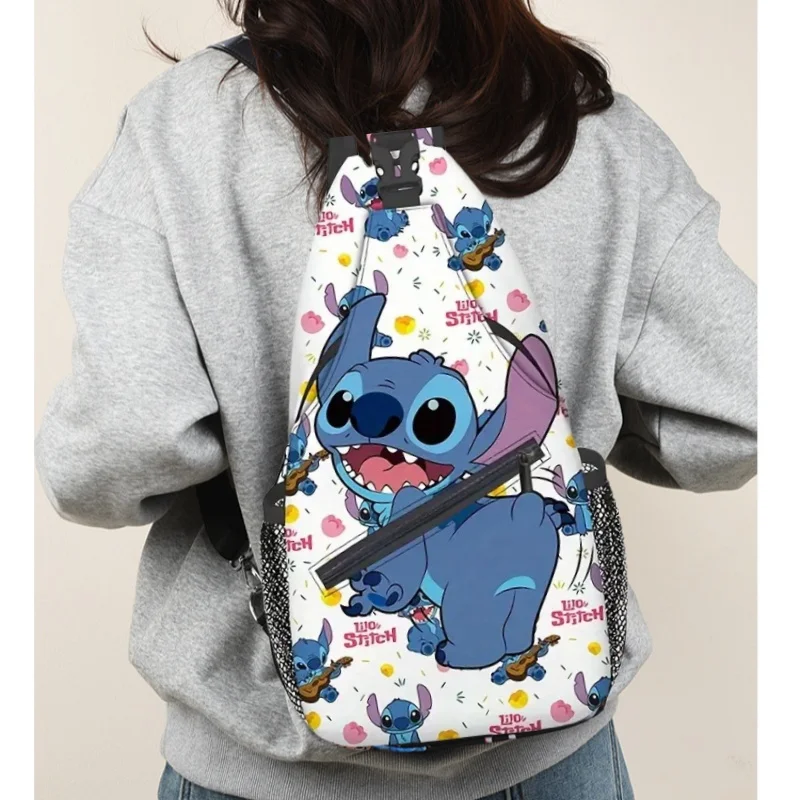 

2025 Disney Cartoon Stitch Chest Bag Fashionable Anime 3D Color Printed Crossbody Bag Simple Shoulder Bag