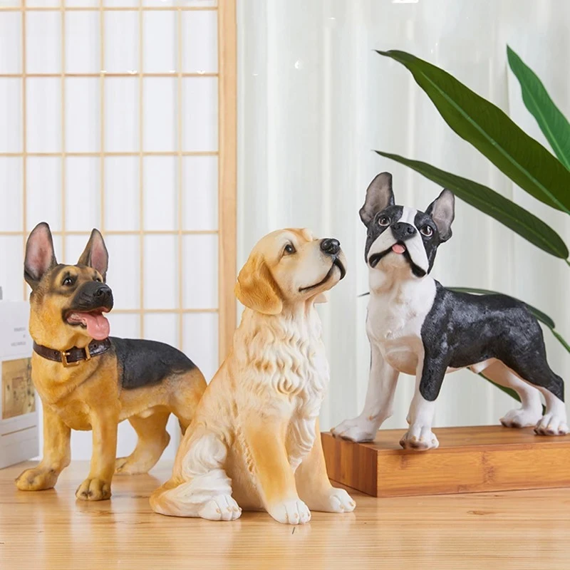 Golden Retriever French Bulldog Statue Simulated Animal Ornaments Desk Decoration Creative Puppy Sculpture Room Aesthetic Decor