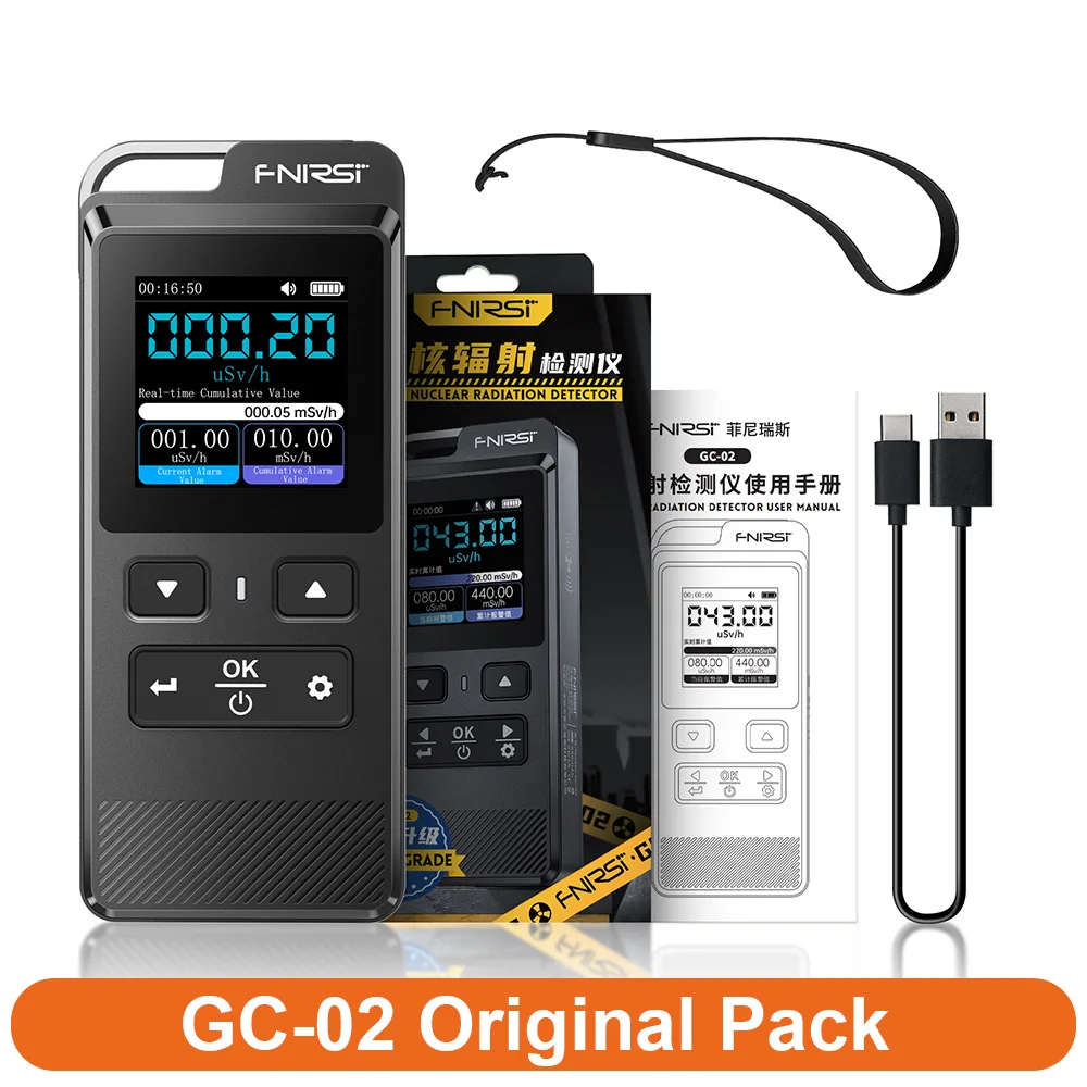 FNIRSI GC-02 Personal Geiger Counter Meter Dosimeter Nuclear Radiation Detector for X-ray & Γ-ray Electromagnetic Radiation