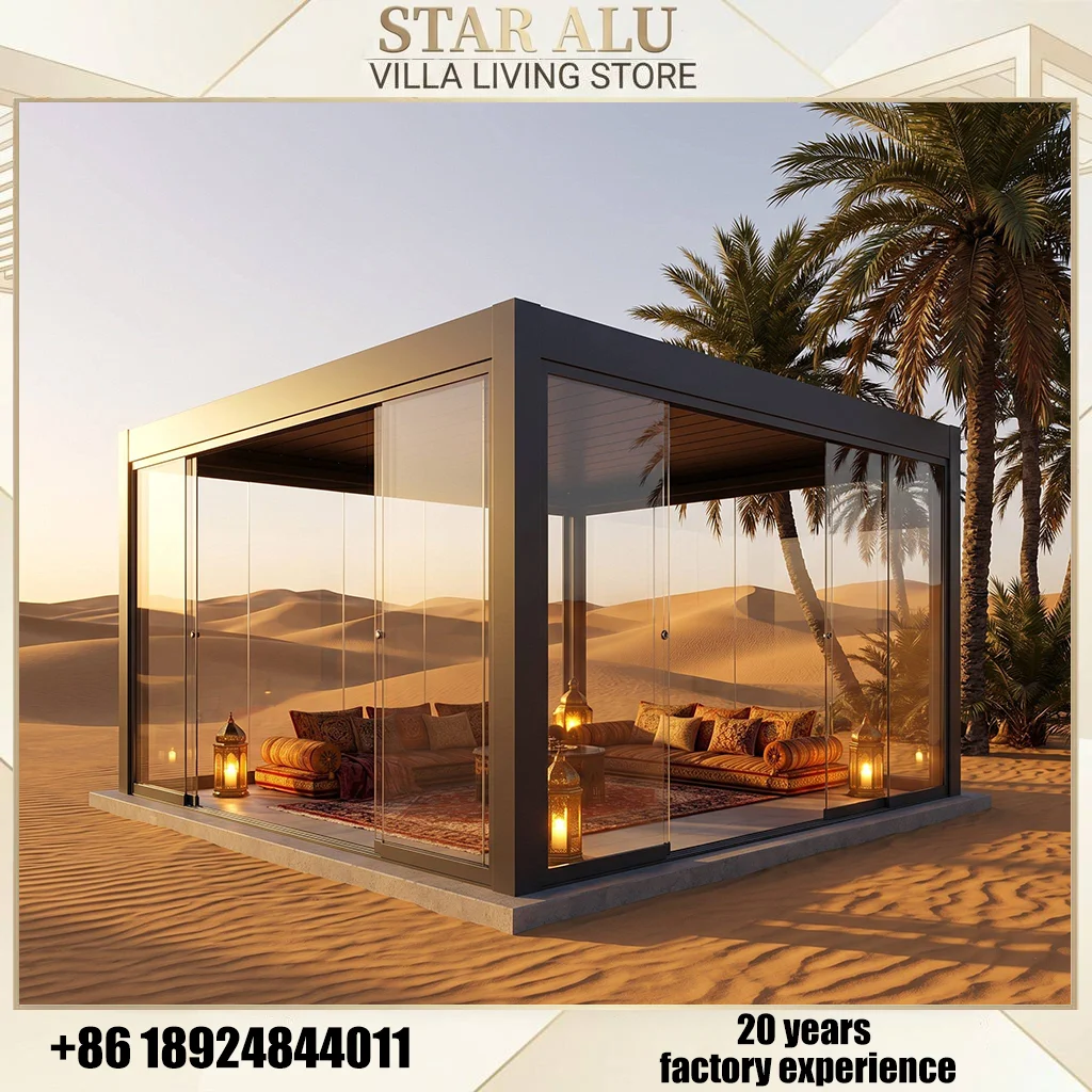 Manual Adjustable Aluminum Pergola Waterproof Louver Roof Weatherproof Gazebo Sunshade Shelter for Outdoor Patio