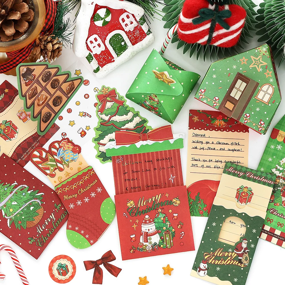 Pack d'autocollants artistiques rétro de noël, 20 pièces, pour bricolage, Album, carnet de notes, décoration, autocollant en PET, fournitures de papeterie pour journal intime