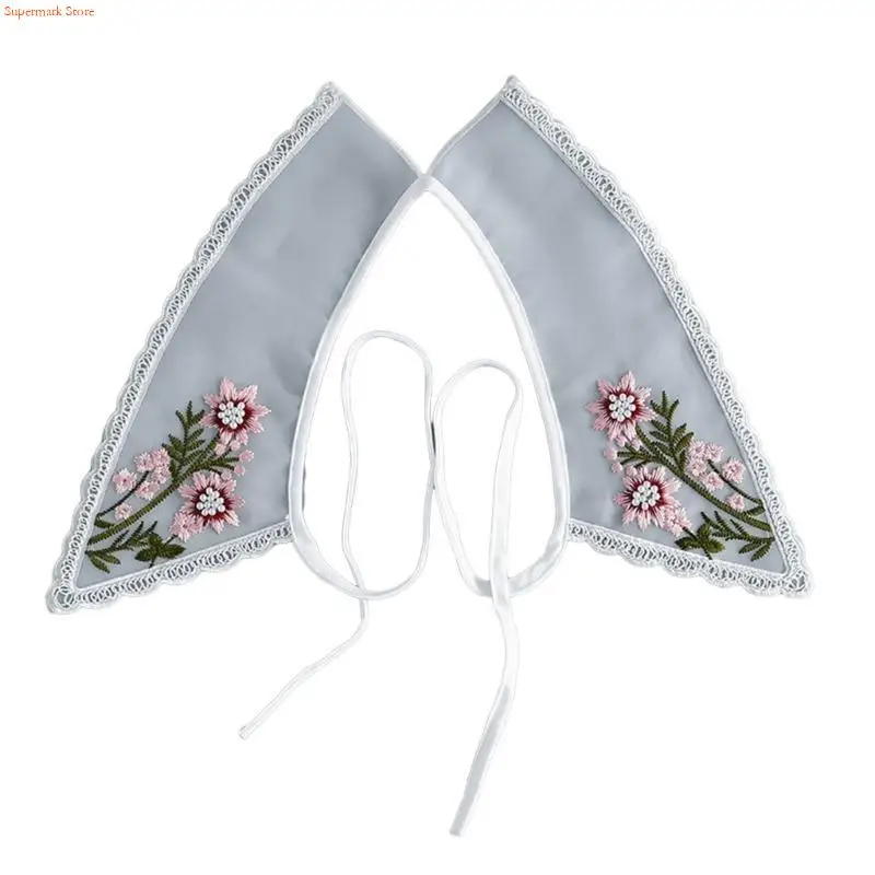 Q5WE Dress False Collar Hollow Collar Embroidery Shawl Neckwrap for Women Summer Dress Female Blouse Shirt Accessories