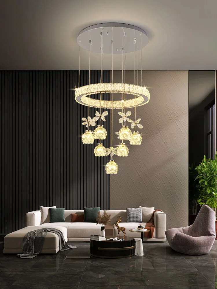 

Dining Room Chandelier Modern Simple Home Three-Head Dining Table Dining Room Lamp Circle Crystal Lamp in the Living Room