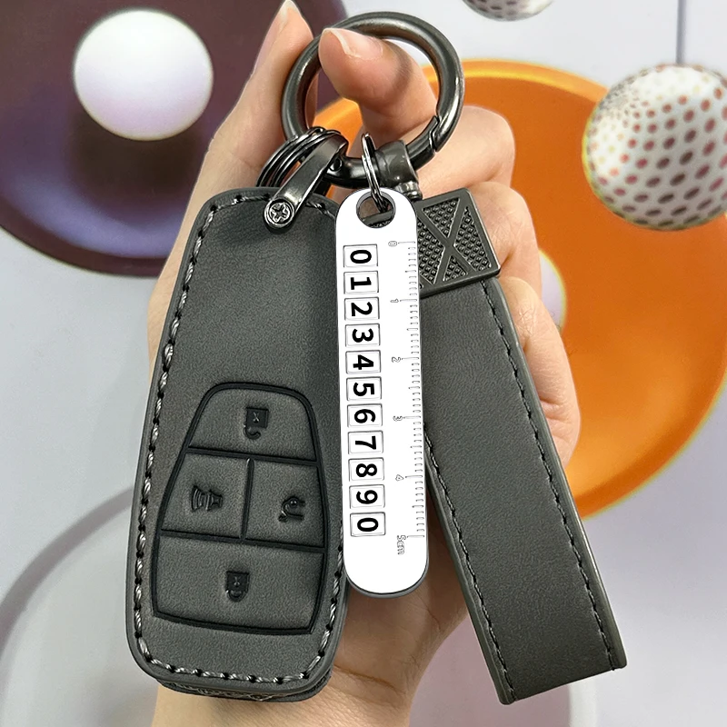 Simulated leather Car Remote Key Case Cover Shell Fob for Beijing Baic Senova BJ40 PLUS EX5 EU5 EC5 BJ80 U7 X7 Accessories