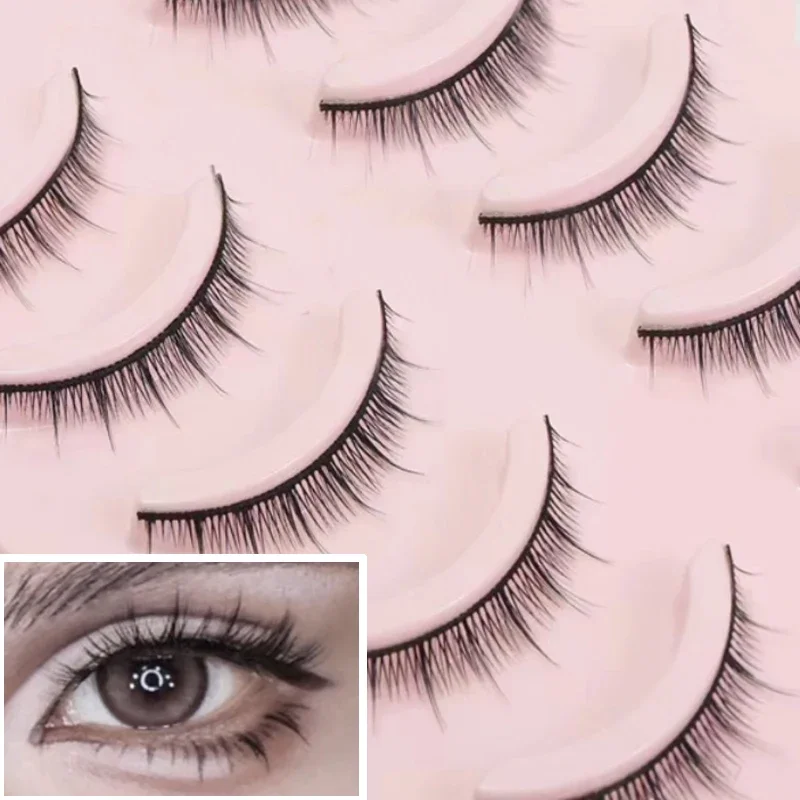 5 คู่ขนตาสีขาวปุยคอสเพลย์ False Eyelashe Extension 3D Soft Wispy Cross Manga Lashes Natural Clear Band Lashes แต่งหน้า