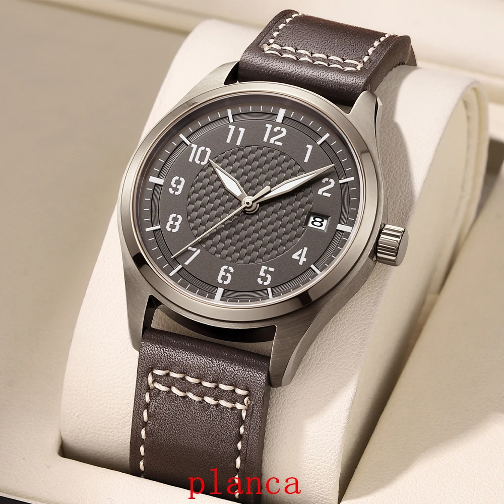 40MM Men's leisure Stainless steel Watch Leather Watch strap NH35 Automatic Movement
