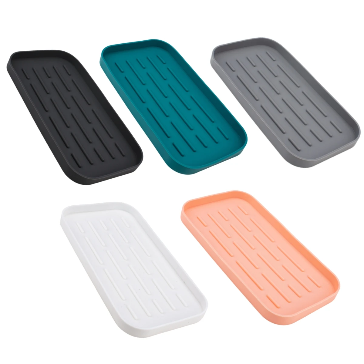 Silicone Drain Tray For Tableware Water Cup Fruit Vegetable Kitchen Sink Organizer Storage Tray Sponge Holder Soap Dispenser