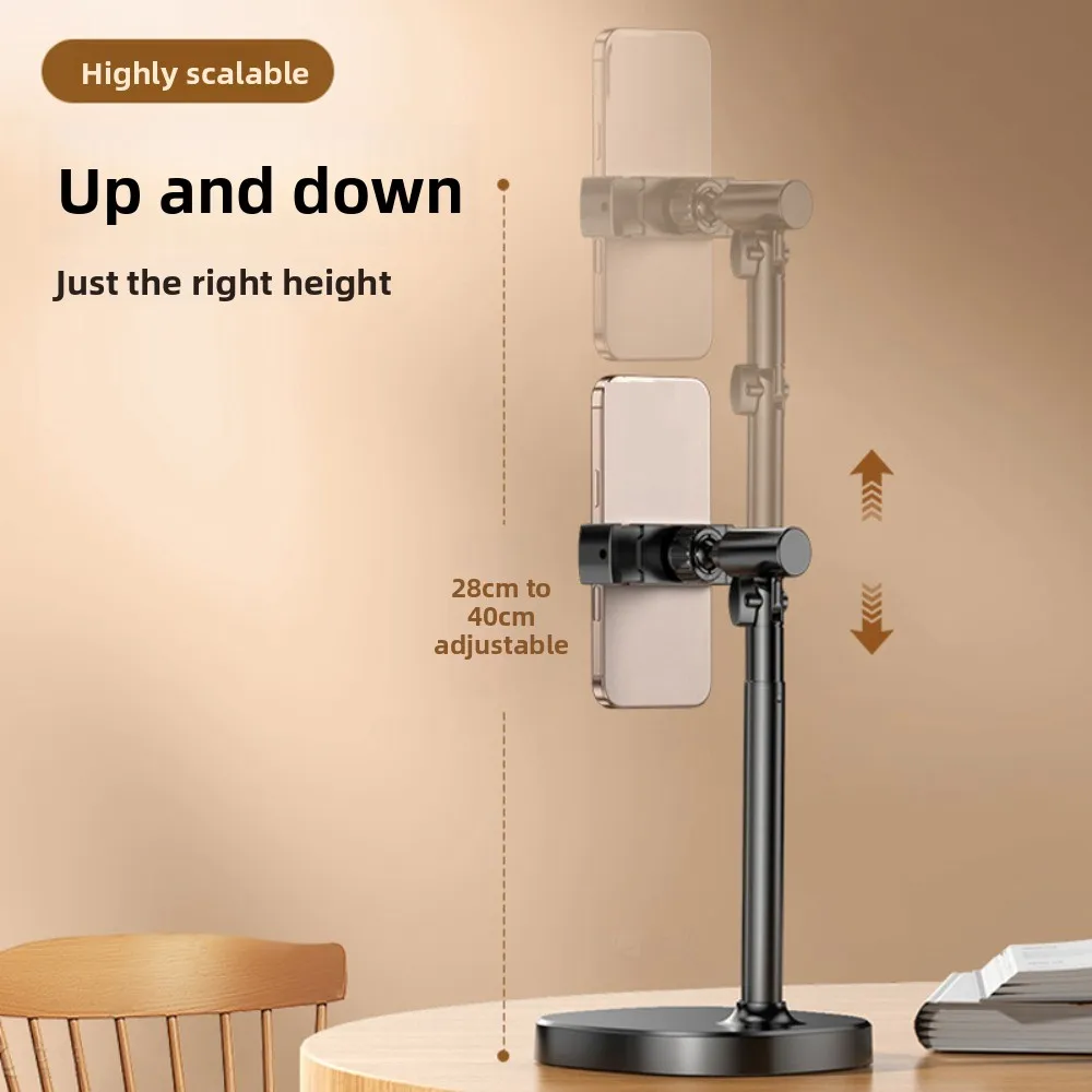 In hoogte verstelbare telescopische telefoonstandaard 360° °   Draaibare draagbare desktoptelefoonhouder Metalen universele mobiele telefoonbeugel