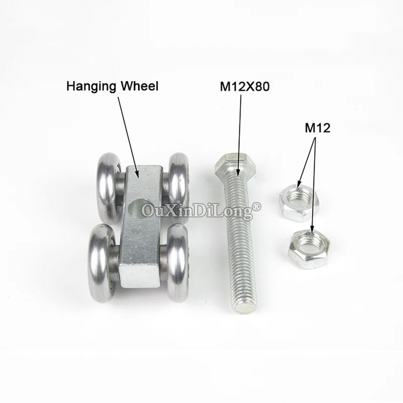 Imagem -05 - Trole de Suspensão do Trilho de Aço Industrial Rolos Deslizantes Resistentes da Porta Polia do Rolamento da Trilha da Fábrica 450kg Carregamento Pcs