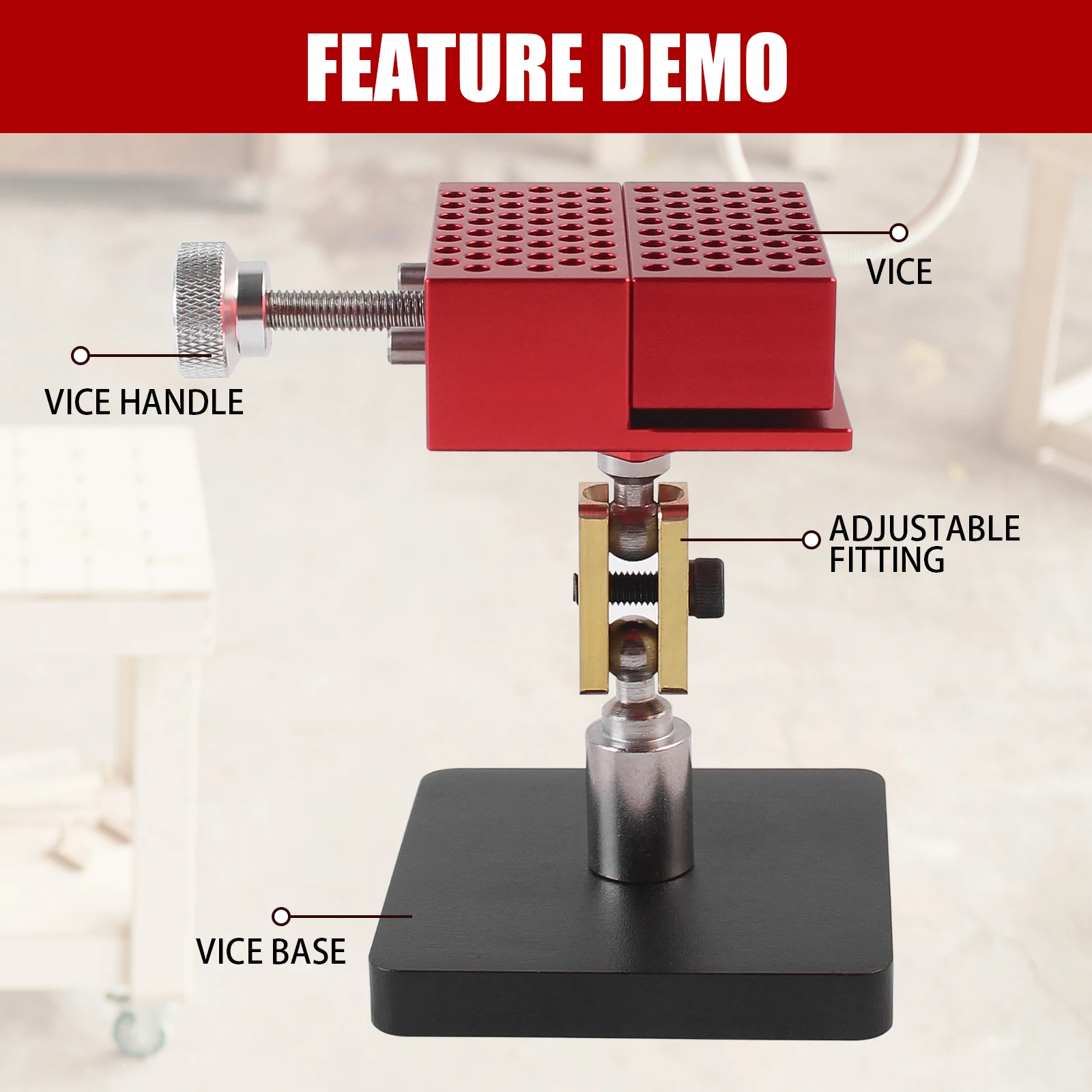 Tabletop Vice Clamp, Peg Clamp Work Vise Tool, 360° Rotating Universal Work Holder for Jewelry Making Model Sculpture with 6 Pin