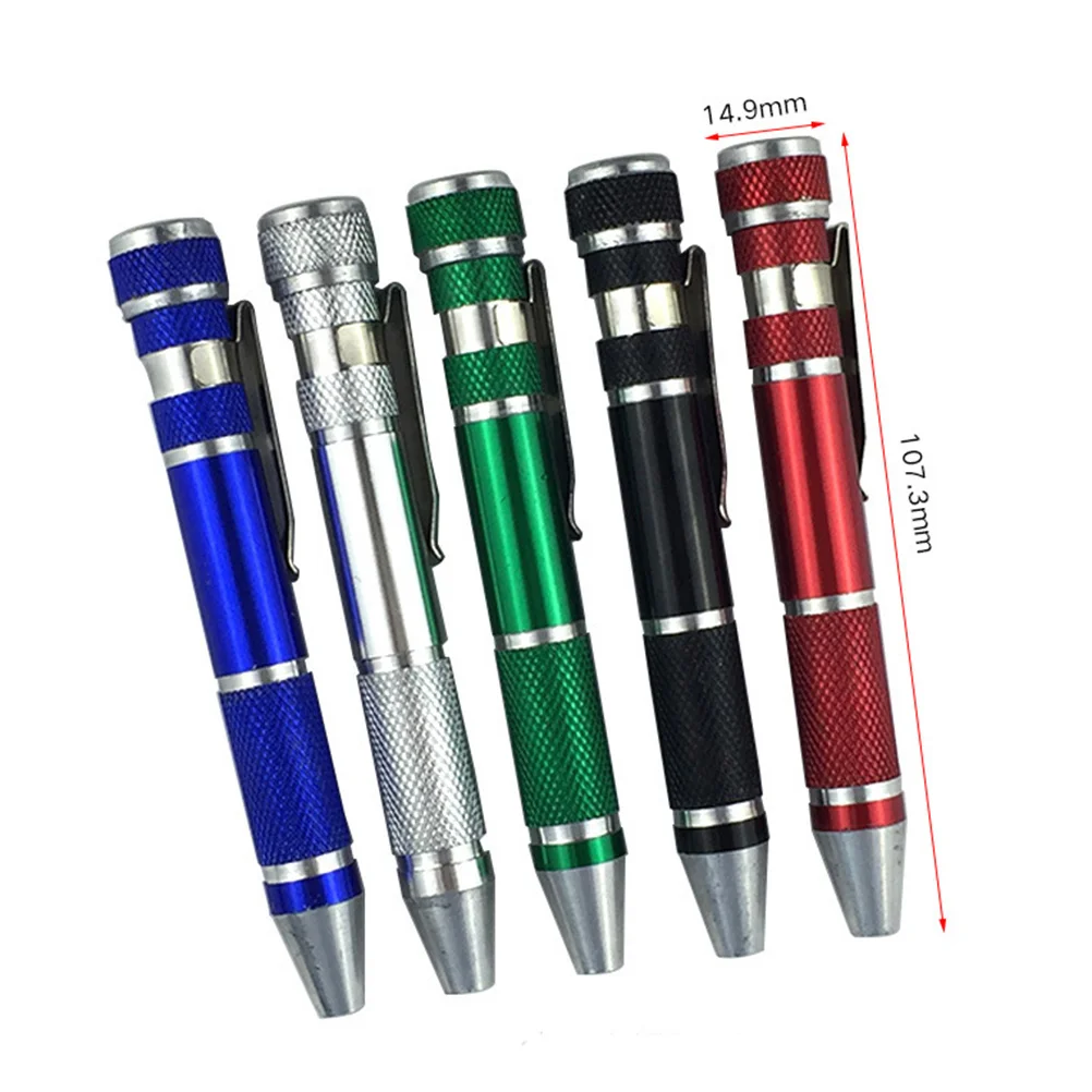 

8 in 1 Portable Multifunction Precision Pen Screwdriver Set Aluminum Alloy Repair Tools Kit Clip for Mobile Phone