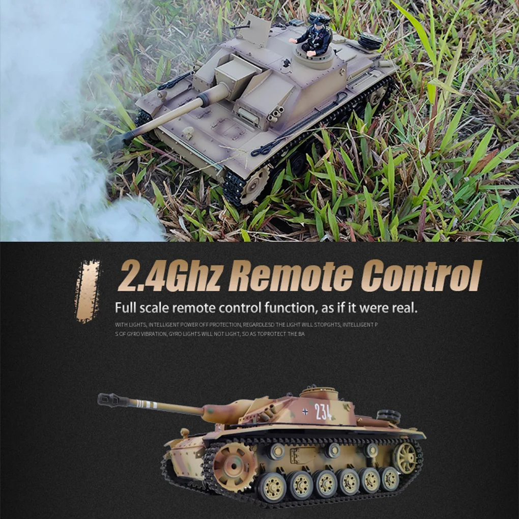 1/16 réservoir télécommandé Henglong 3868 pistolet d'assaut électrique télécommande allemande pistolet d'assaut électrique RC modèle de réservoir jouet