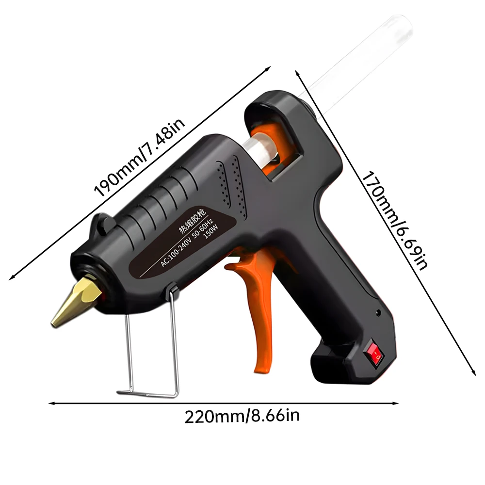 Pistola de pegamento de fusión en caliente de 150W, barras de pegamento de 11mm, pistolas industriales, temperatura de calor, herramienta de reparación eléctrica, pistola de pegamento electrotérmico DIY