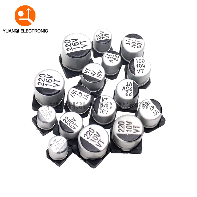 130pcs/Lot 1uF-220uF SMD Aluminum Electrolytic Capacitor Assorted Kit 13values*10pcs=130pcs Samples Set