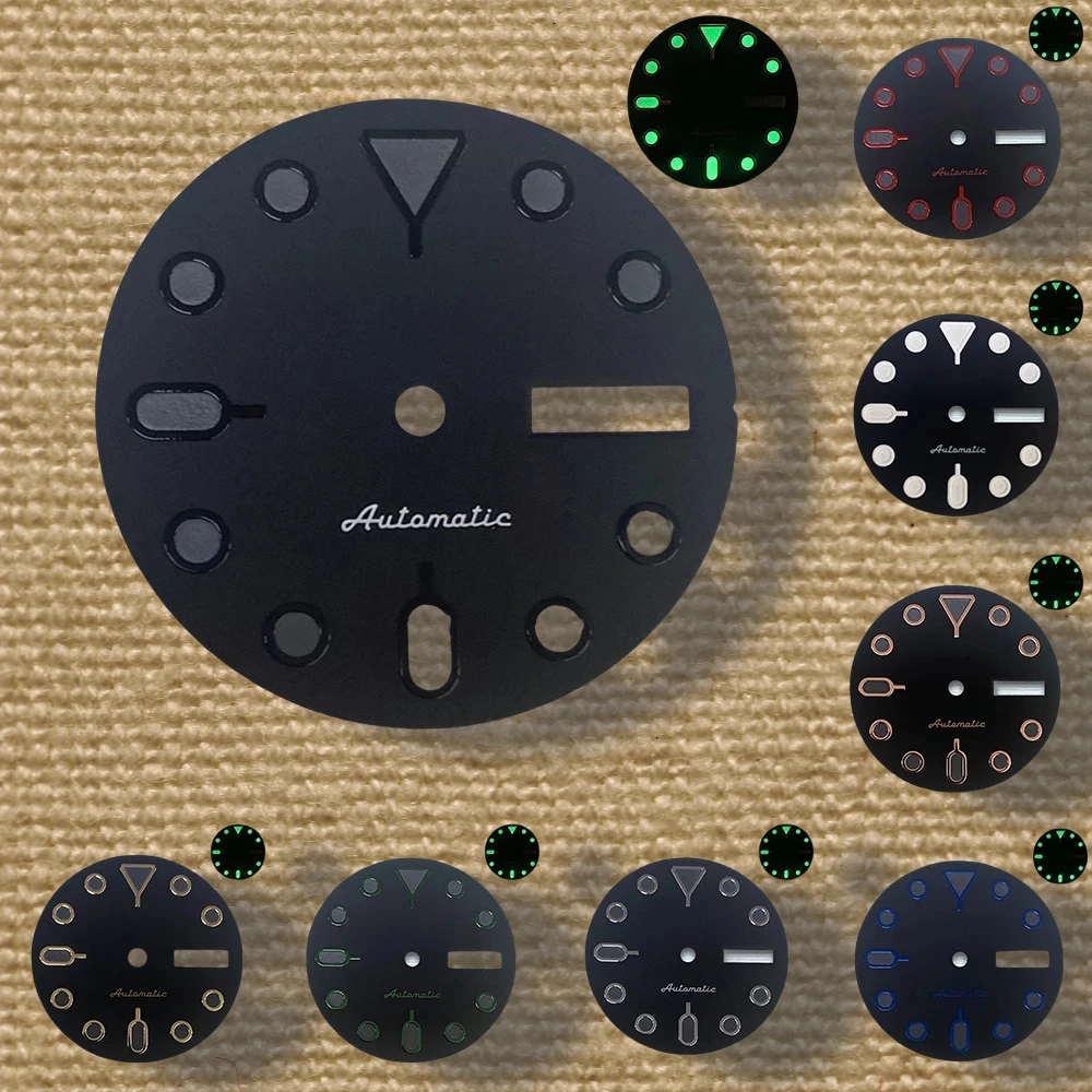 

28.5mm high-quality SKX007 SS logo NH36 dial suitable for NH36 movement green night light NH35 watch accessories watch maintenan