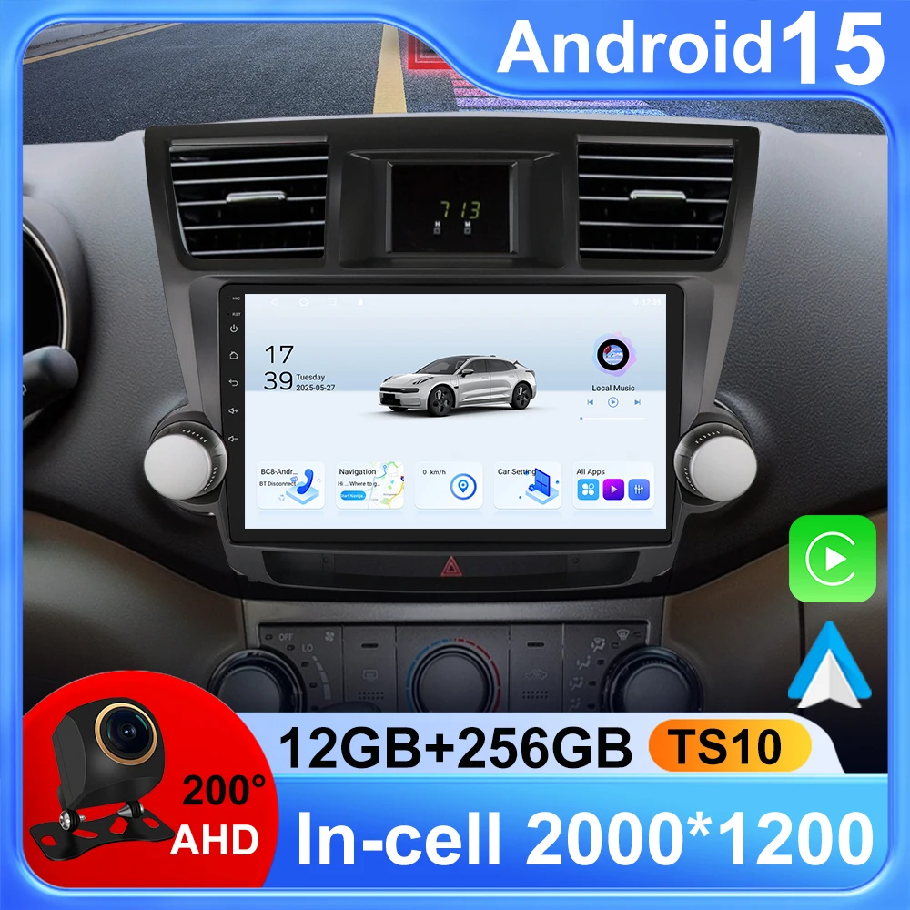 

Android 15 Car Radio For Toyota Highlander 2009 2010 - 2014 Carplay Auto GPS BT Navigation DSP 360 Camera DVD Video 2 Din Stereo