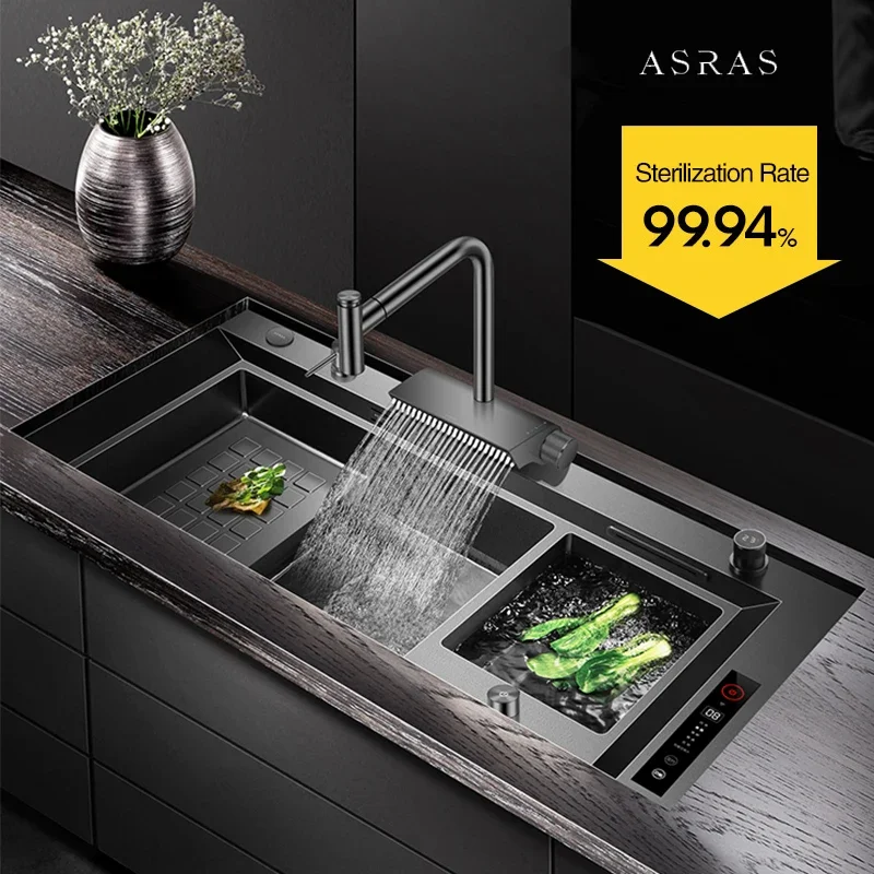 

ASRAS 11550 NJH Large Size Smart Purifying Kitchen Sink Handmade Step Sink Ultrasonic Smart Purifying Kitchen Island Sinks