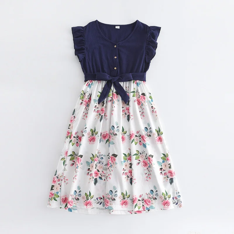 Pregnancy Clothes New Fashion Women Casual Summer Dresses Mother Maternity Clothings Ruffles Flowers Patchwork Pregnant Dress