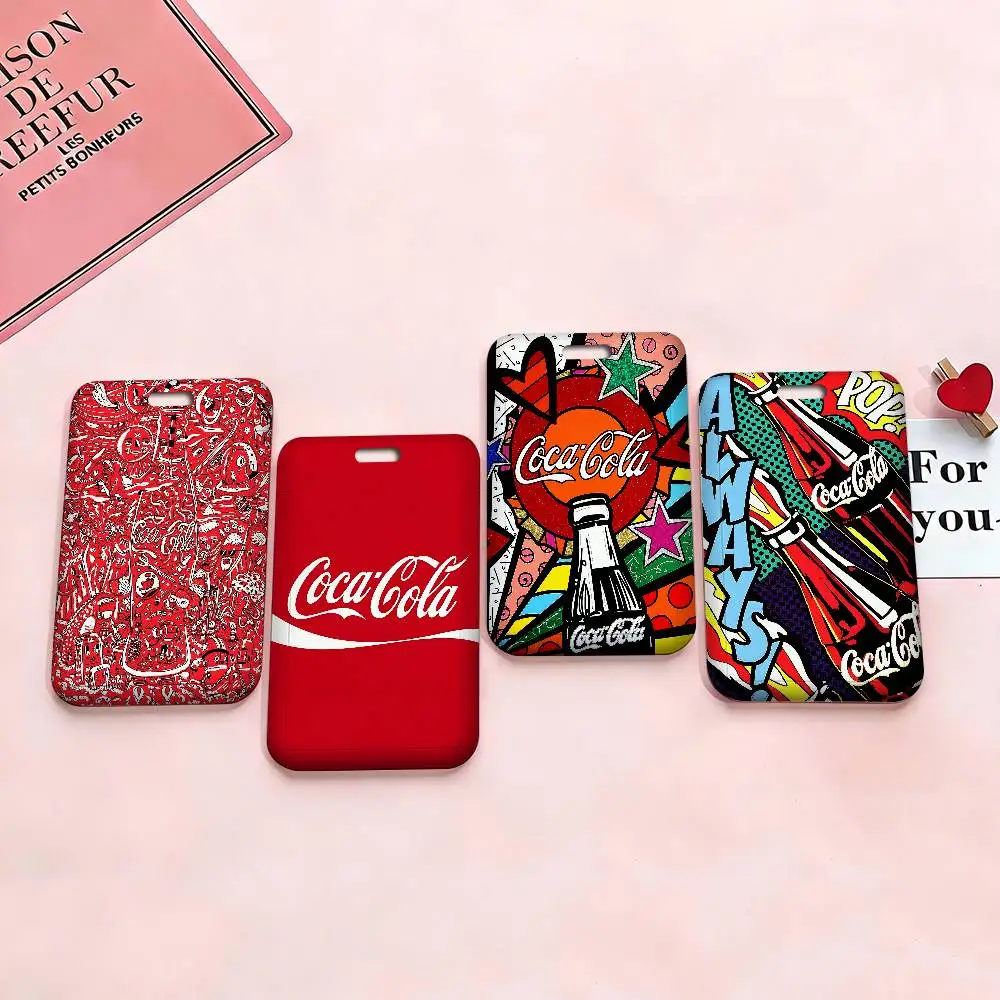 Coca-cola Vintage 1Set Estuche para permiso de trabajo, funda para tarjeta de identificación de exhibición con cordón, cubierta para tarjeta de trabajo y correa para el cuello