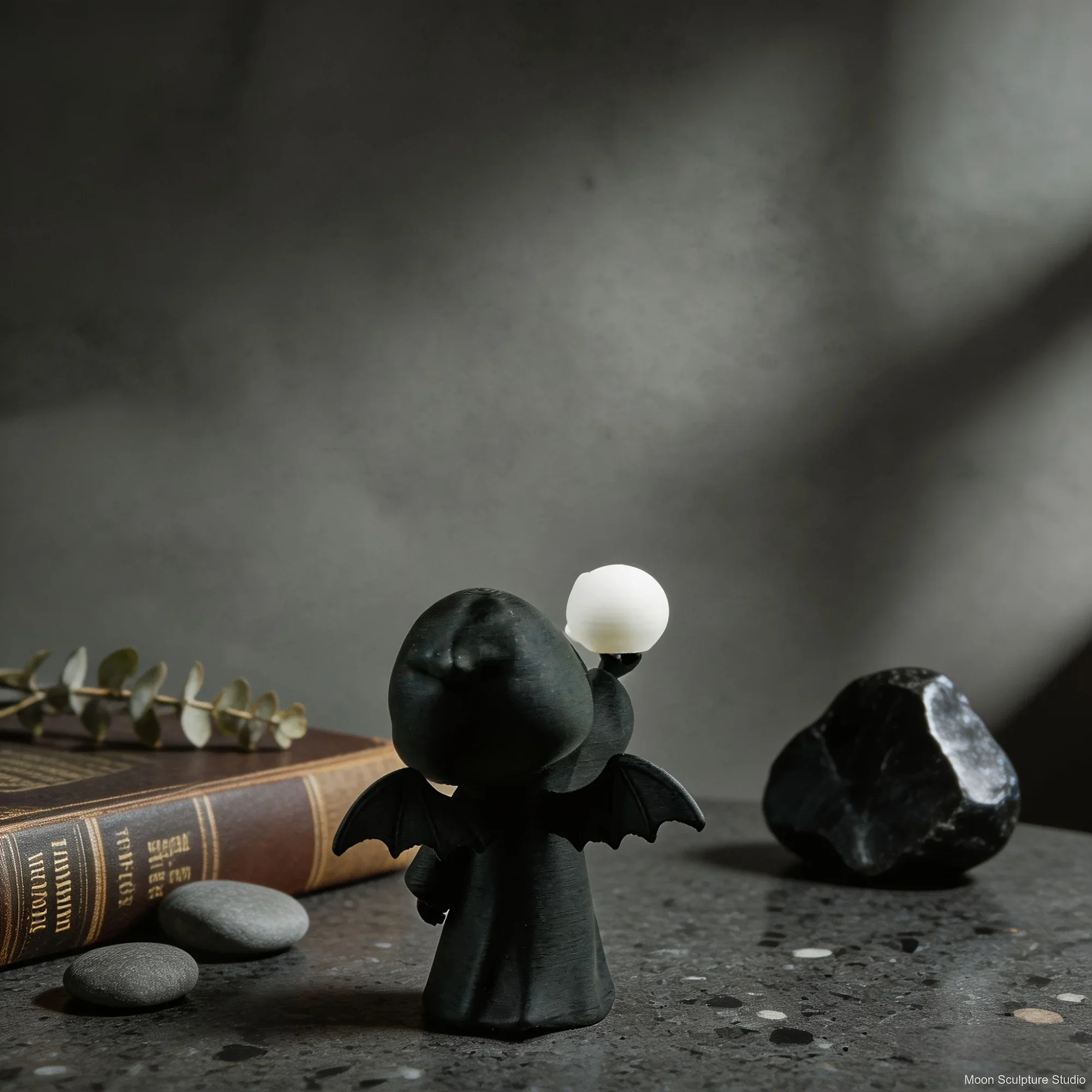 Mini-Sensenmann-Figur aus Harz mit Flügeln, Niedliche Skelett-Statue mit Totenkopf, Gotische Schreibtisch-Dekoration für Halloween-Partys – Detail 5
