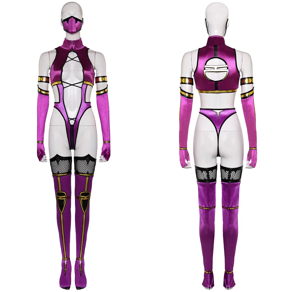 MK9 Mileena Cosplay Women Sexy Jumpsuit Game Mortal Kombat 9 Costume Adult Girls Female Disguise Halloween Party Roleplay Suit