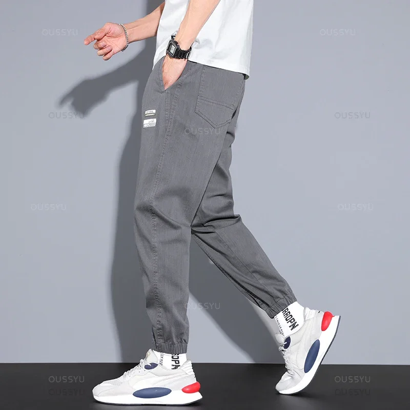 

Male Brand Cotton Loose Harem Pants Men Elastic Waist Ankle Length Pant Thick Loose Joggers Cargo Trousers Male Size S165