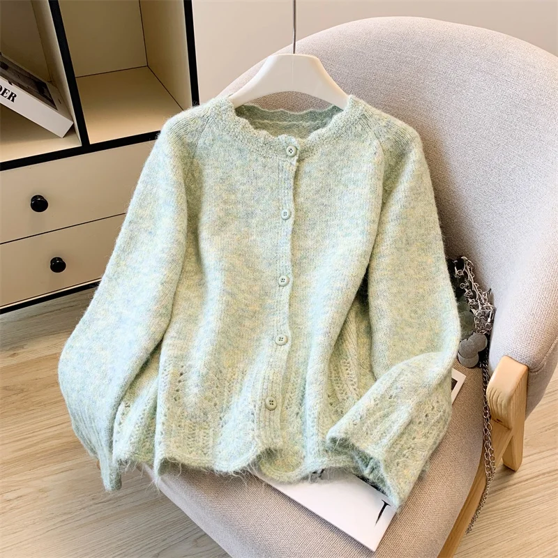 

Свитер ручной работы с кружевным воротником, пальто, женская мягкая уютная верхняя одежда Camere, элитная шерстяная одежда для ленивых, весна-осень-зима