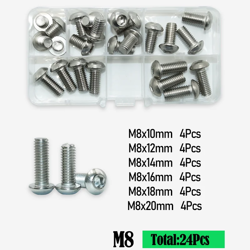 M2 m3 m4 m5 m6 m8 m10 a2 304 Edelstahl Sechs kant Innen sechs kant Innen sechs kant schraube Schraube runde Flach kopfs ch rauben Kit iso7380 – Detail 6