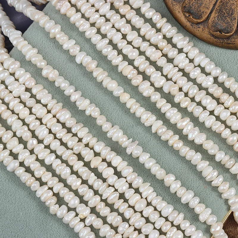 6-7mm retro wild Baroque layered-pored wrinkled natural freshwater pearls, nucleus-free, approximately 35-36cm in length.