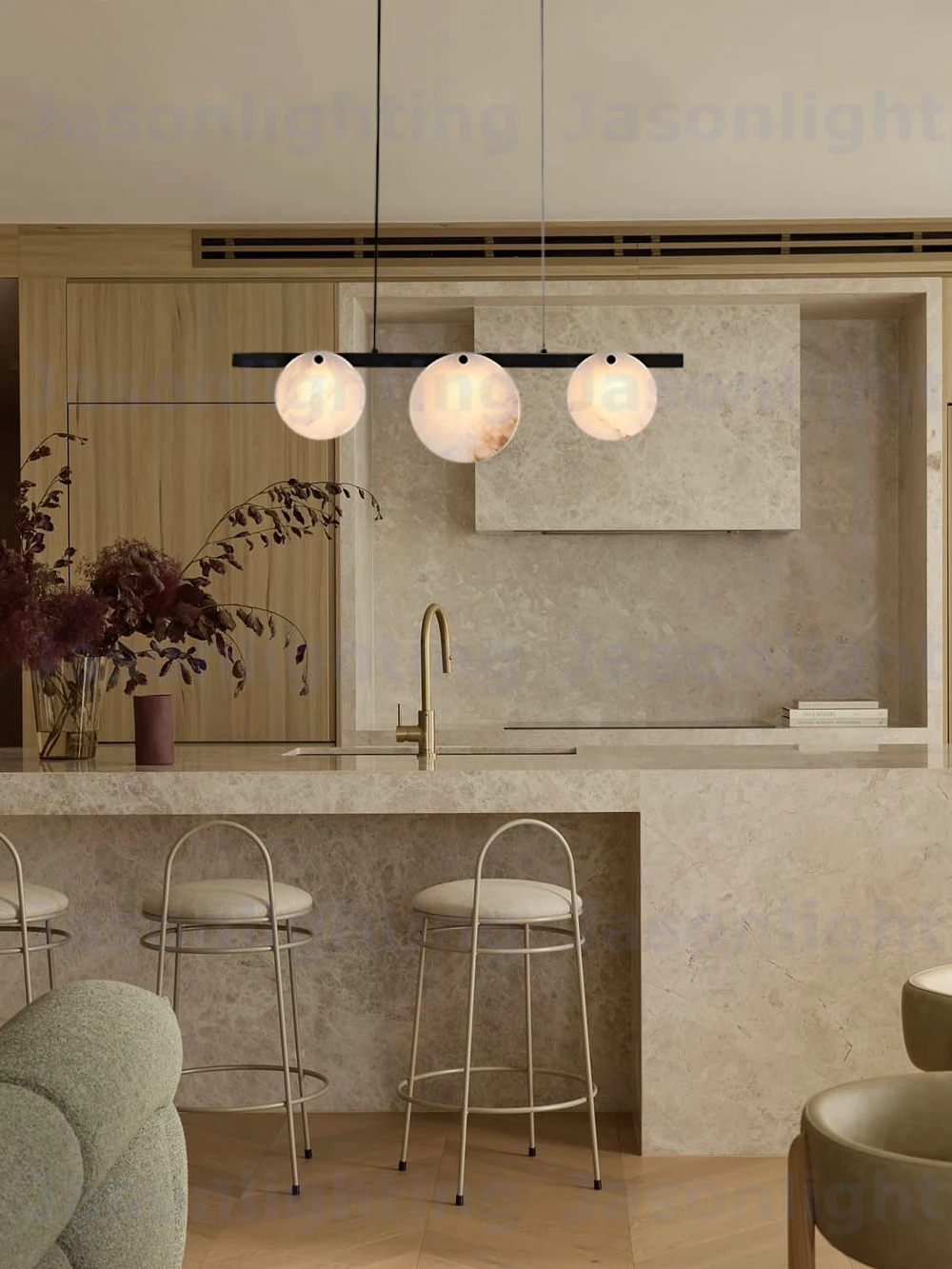 Marble LED Chandelier Alabaster Pendant