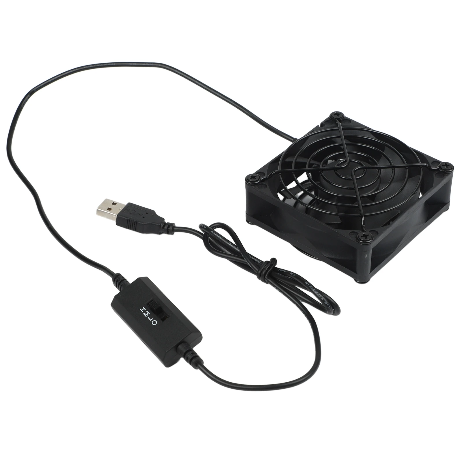 3 Speed USB Cooling Fan for Computer Router and Console 8x8cm 12x12x2.5cm Airflow Up to 56 CFM with Safety Metal Mesh