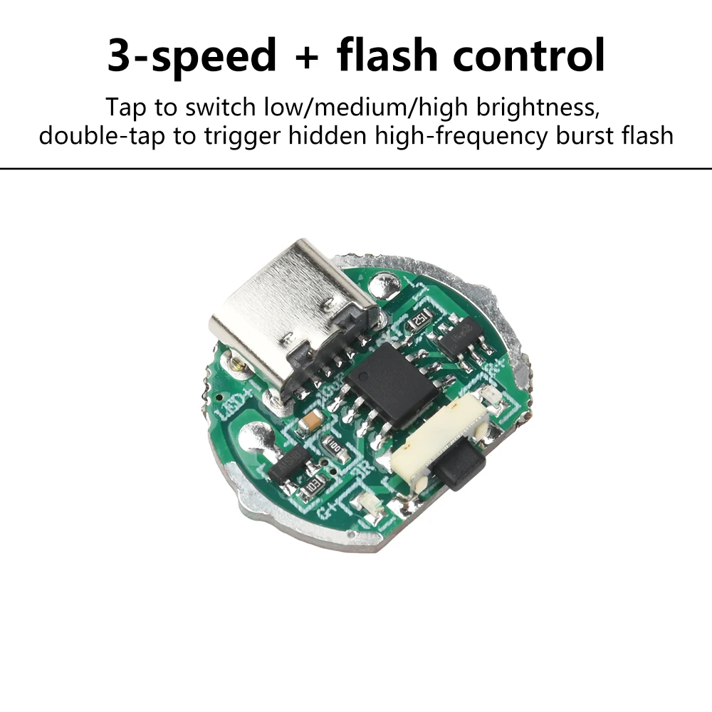 1/5/10 個 Type-C DC 3.2-4.2V 3 スピード調光 + 隠しフラッシュドライバーボードサイドプレス懐中電灯アクセサリー 6-10W ランプビーズ用