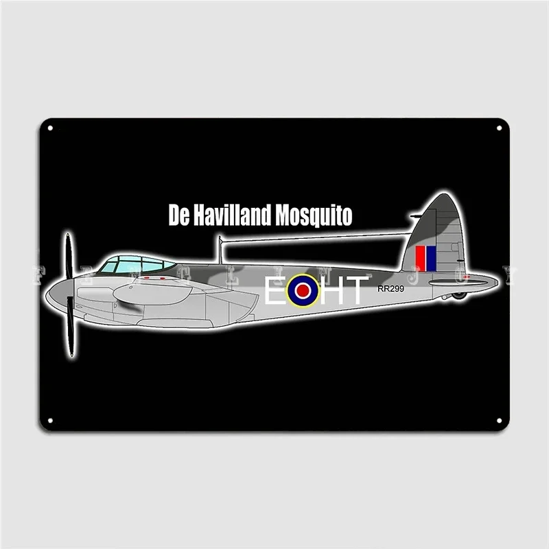 Mosquito Combat Aircraft De Havilland Mosquito Raf Fighter Bomber War Ii British Multi Role Metal Plaque Poster Wall Decor
