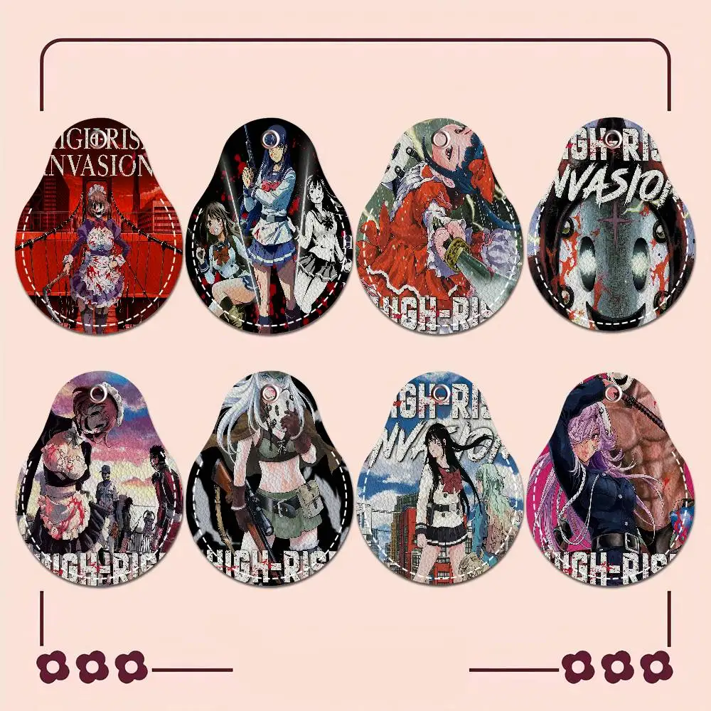 

Высотный брелок для ключей в стиле аниме, кожаный держатель для карт доступа, брелок для ключей, защитный чехол для бесконтактной карты с каплей воды