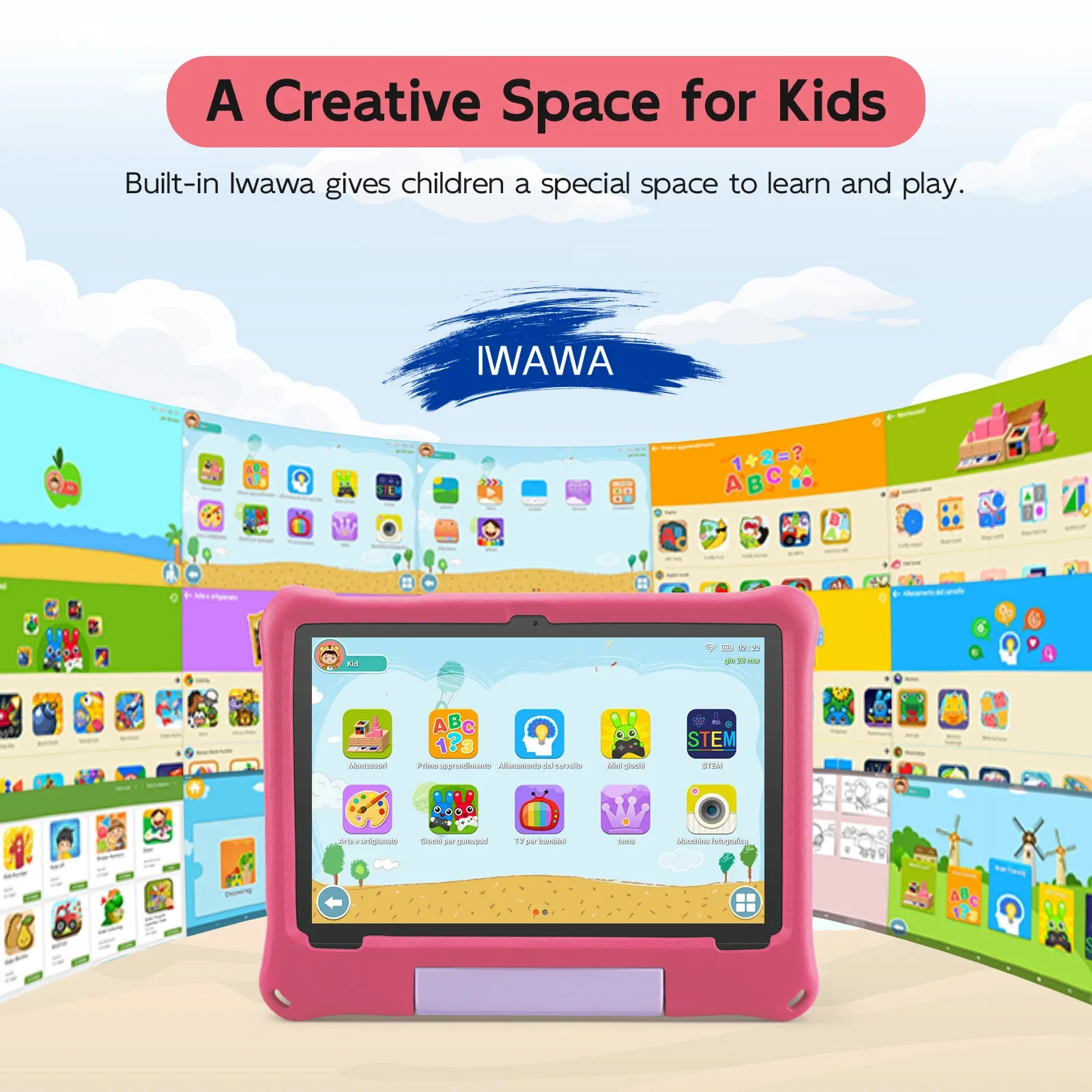 10.1 Inch Kid Tablet Android 15 8GB RAM 64GB ROM 1TB Expand PC 5G WiFi 5000MAH Battery Dual Camera Children's Gift Kids Software