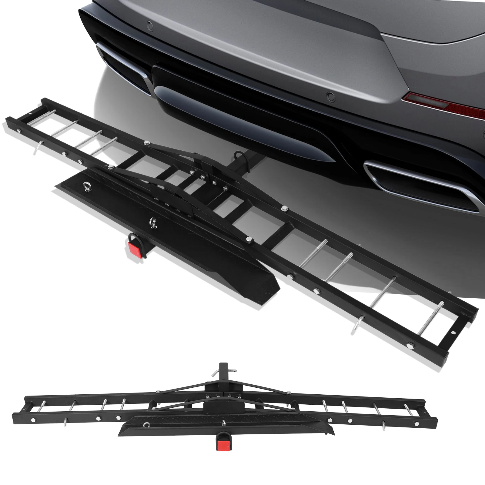 Portador de enganche para motocicleta, rampa Universal antiinclinación para motocicleta, estantes plegables para bicicletas eléctricas para SUV, coches, camiones, furgonetas