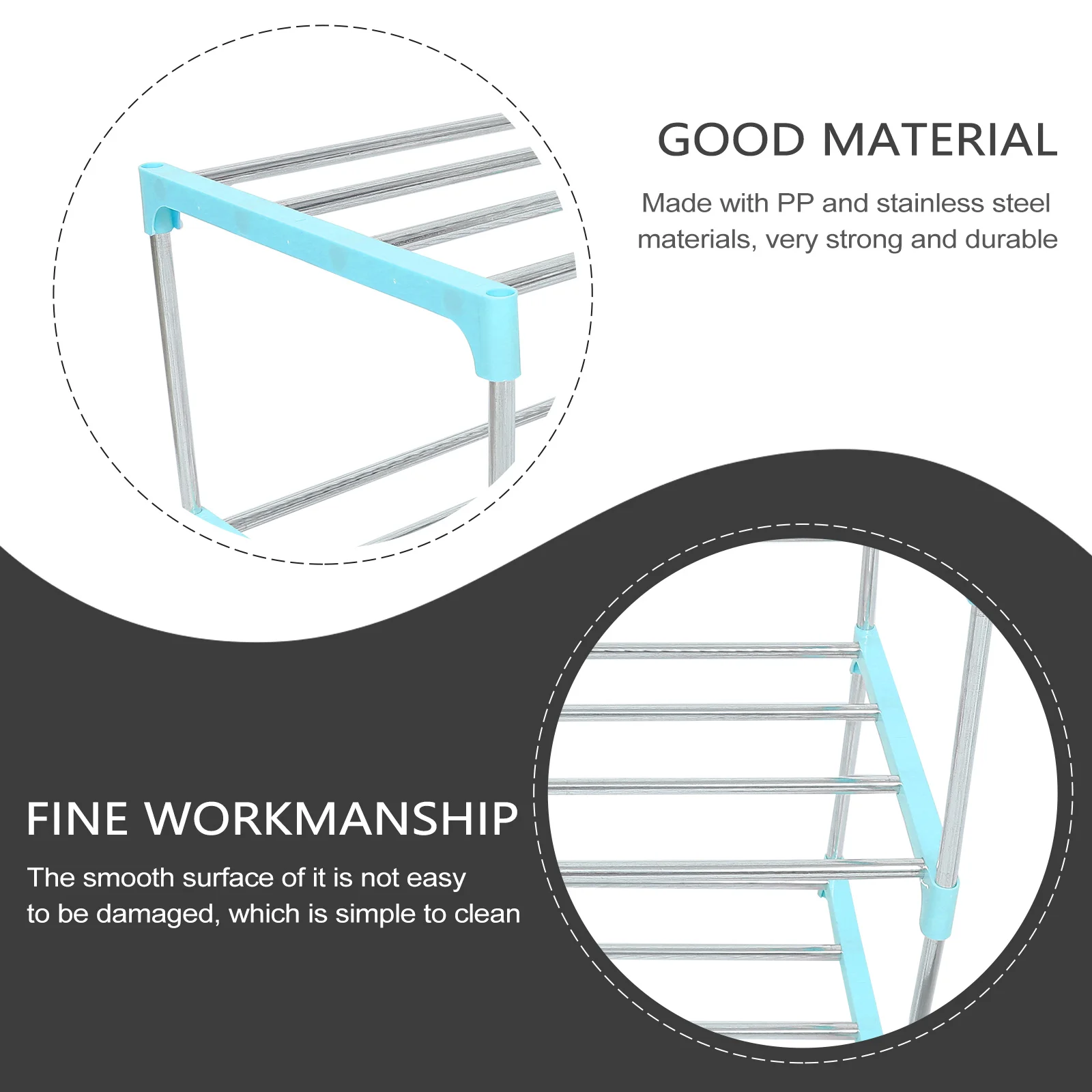 

Stainless Steel Shoe Rack Small Space Holder Solid Wood Shoes Storage Organizer Shelves