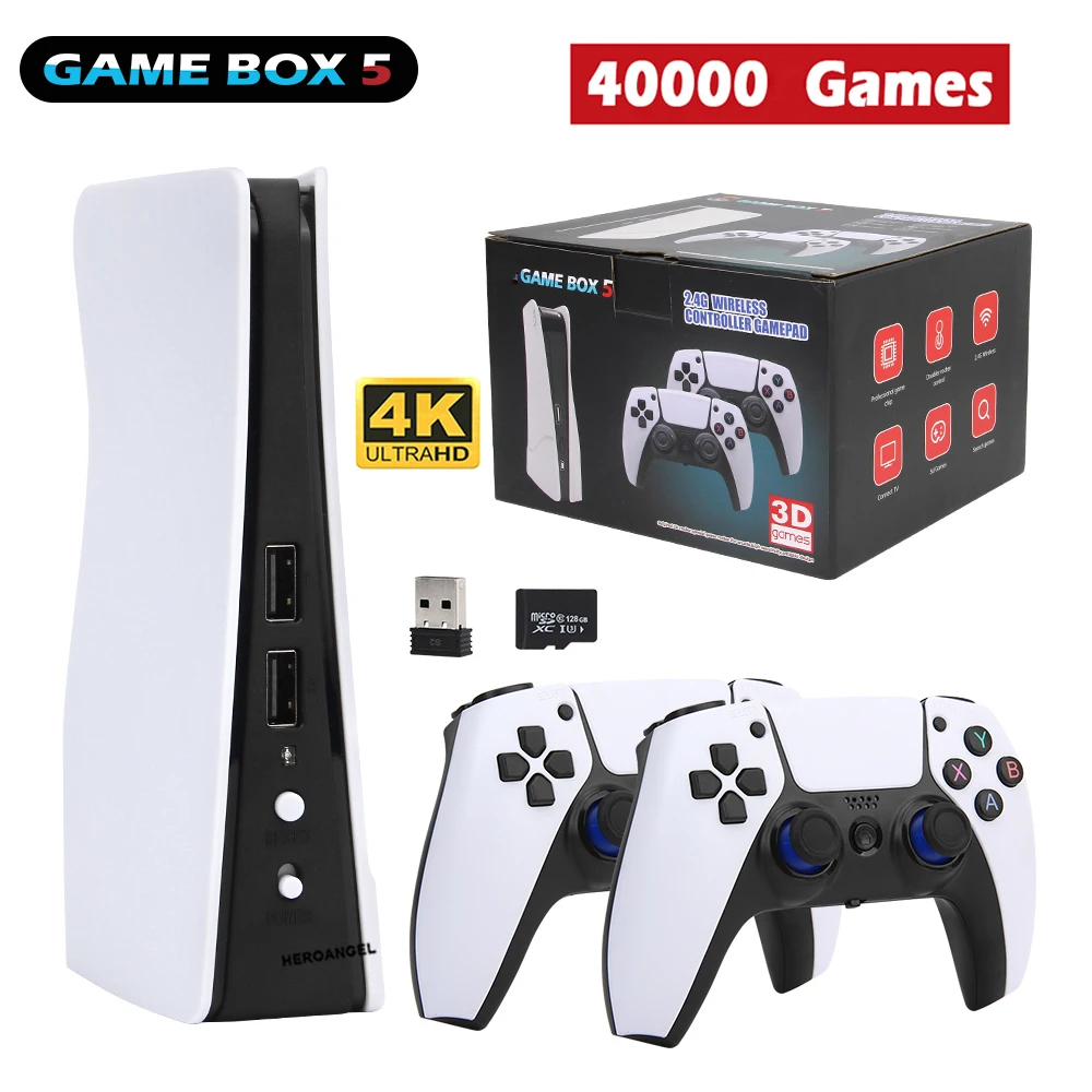 GB5-P5 PLUS Retro Video Game Console 4K Output Games Emuelec 4.3 System 2.4G Wireless Controllers For PS1/GB/N64 Simulator Games