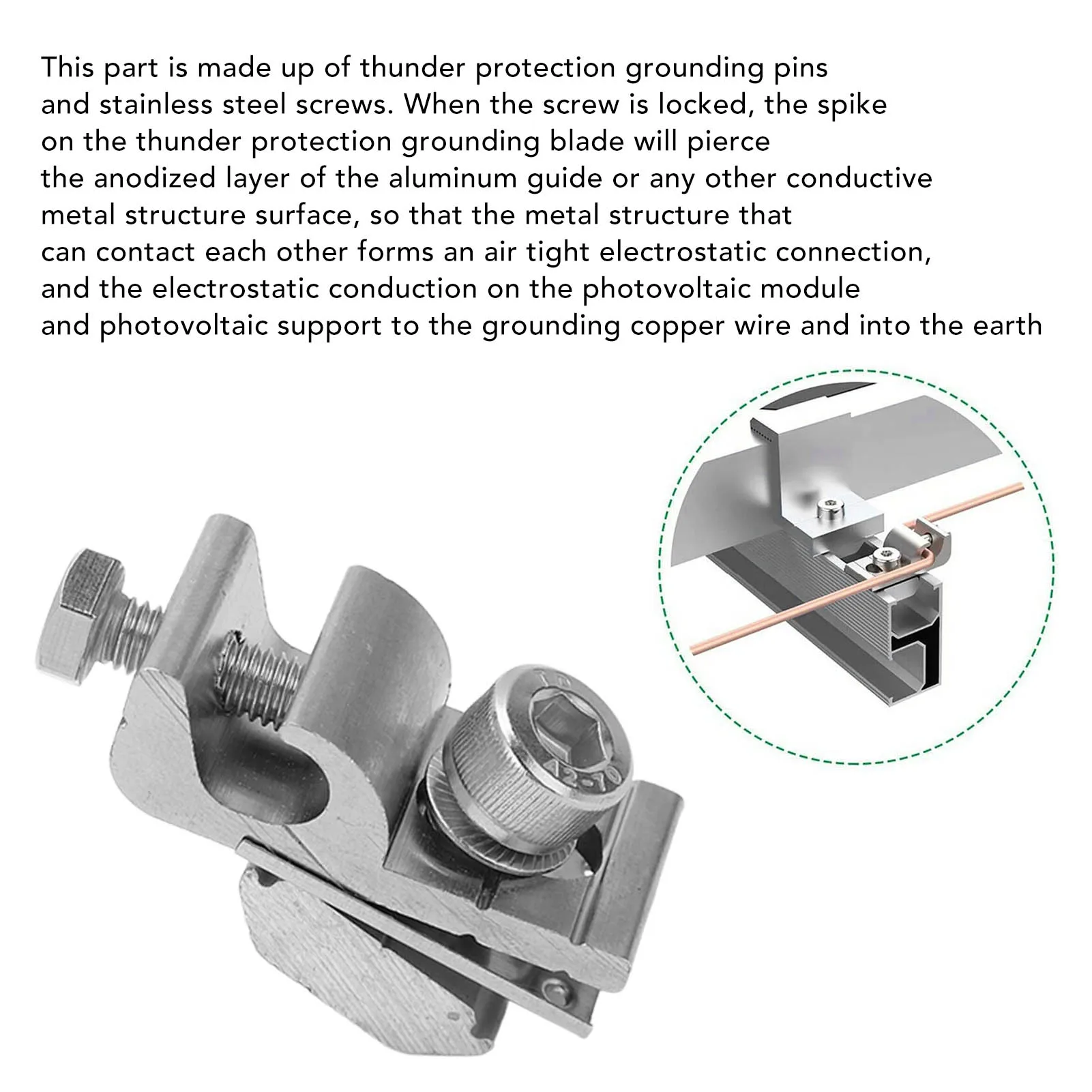 10Pcs Solar Mounting System Grounding Clip Lug Bracket Clamps Photovoltaic Support Parts