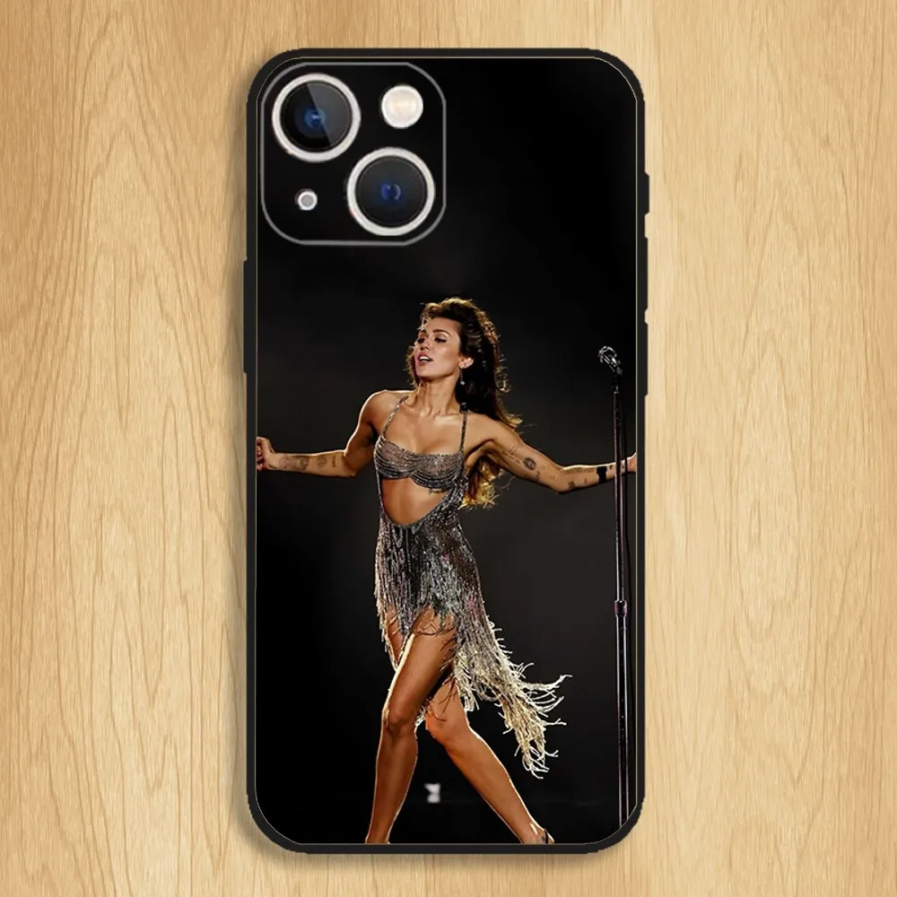 Miley Cyrus Flowers Singer Phone Case For iPhone15,14,13,12,11,Pro,Max,Plus,Mini,X,XS,XR,8,7,6,S,Plus,SE Soft Black Case