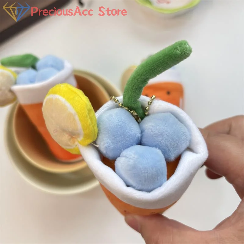 1/2 SZT. Urocza Pomarańczowa Jagodowa Zimna Napój Pluszowa Zabawka Breloczek Kreatywny Wisiorek do Plecaka Ozdoba do Torby Prezent