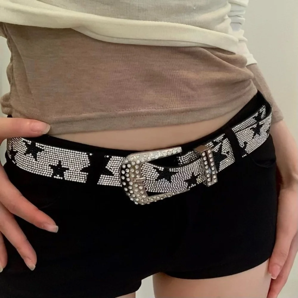 

Fashion Y2K Five-Pointed Star Belt Strap Buckle Punk Shiny Star Waistband Vintage Exaggerated Jeans Decor Dress Decoration