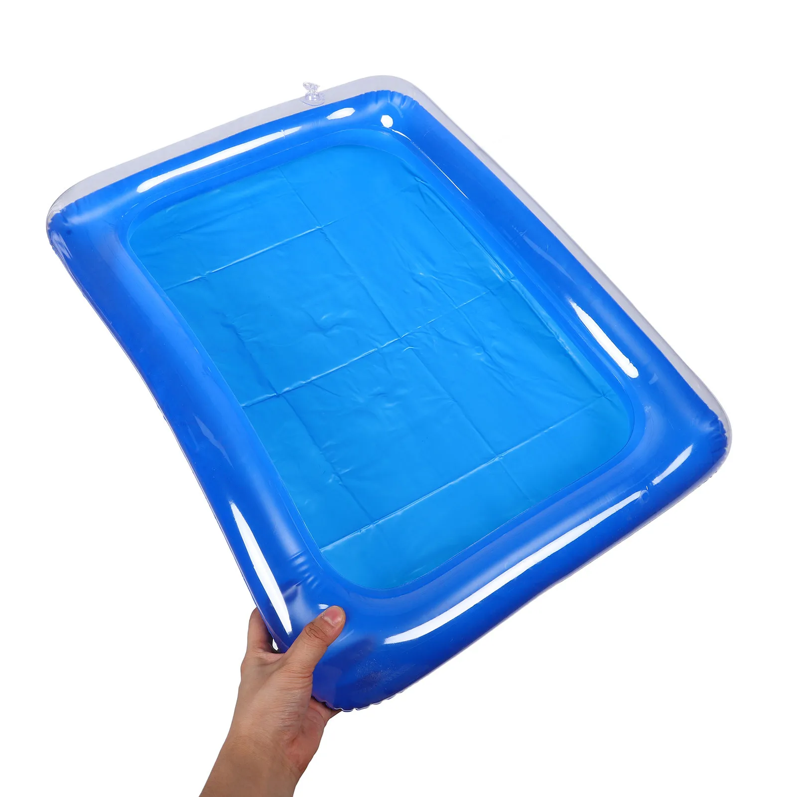 Large Inflatable Sandbox for Children Blue Heavy Duty PVC Sand Play Mat Easy Storage Home Beach Style Fun No Outdoor Needed